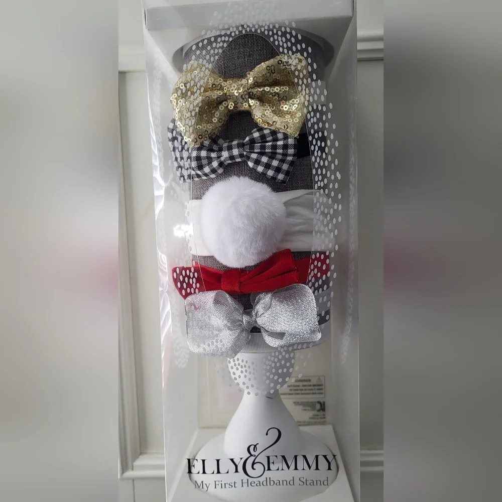 Baby Headband Stand And Hair Bands Black, White, Gold and Red NIB
